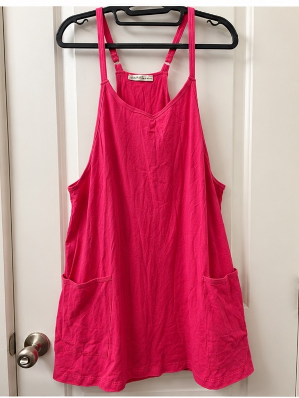 Zenana Hot Pink Romper Dress Size M Adjustable Straps Pockets
